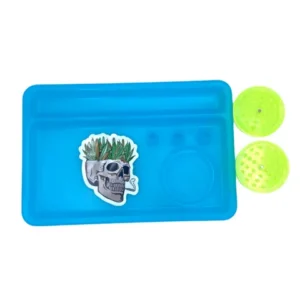Plastic Tray W/Compartments, Plastic Grinder & Sticker
