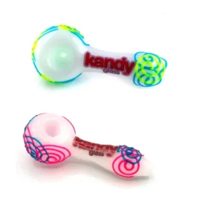 Kandy Glass Hand Pipe 6" W/Swirls Glow In The Dark Design On Base & Head