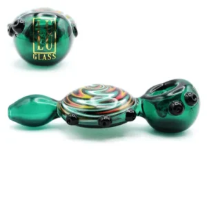 Lulu Glass Hand Pipe 4 inch Snail Style with Printed Design & Marbles