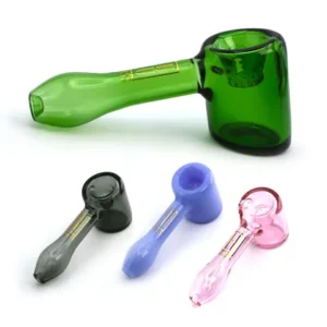 Lulu Glass Hand Pipe 5 inch Wide Bowl with Screen Inside & Fumed Body