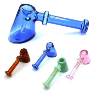 Lulu Glass Hand Pipe Bubbler 6 inch Hammer Shape with Ring on the Handle