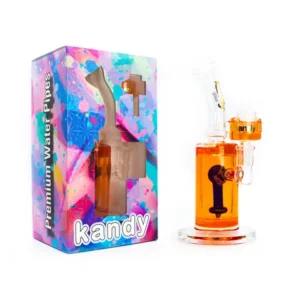 Kandy Glass Water Pipe 8.6" Bent Neck w/ Glycerin Inside Cylinder Shaped Body